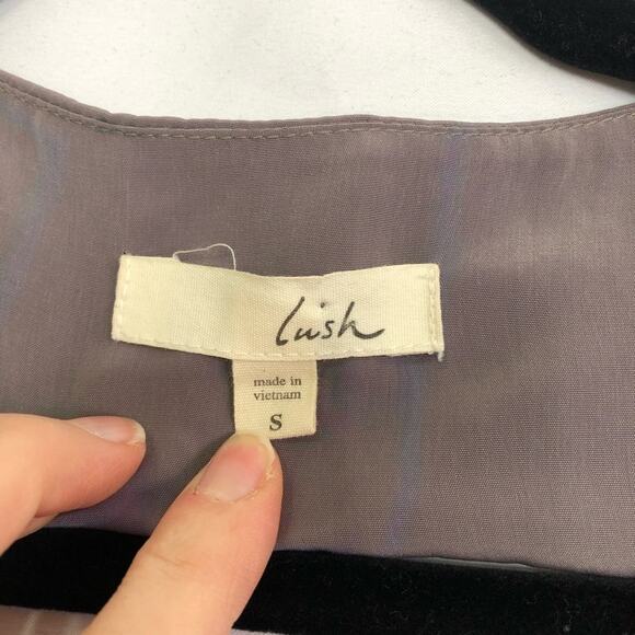 Lush Blue & Grey Open Back Deep V-Neck Dress Womens S Fit & Flare Party Mini - Picture 2 of 6